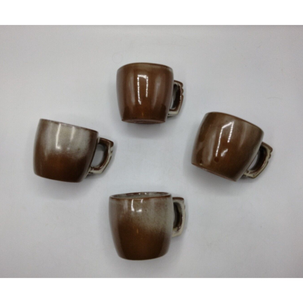 Set Of 4 FRANKOMA Pottery Desert Brown Plainsman 5C Coffee Mugs Lot